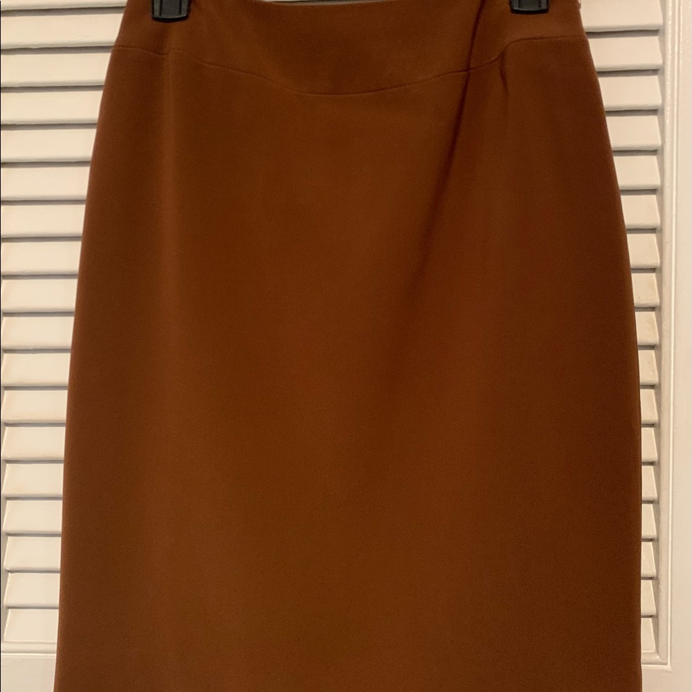 COPY - Brown straight tailored skirt - 100% polyester. Ladies Size 4.
